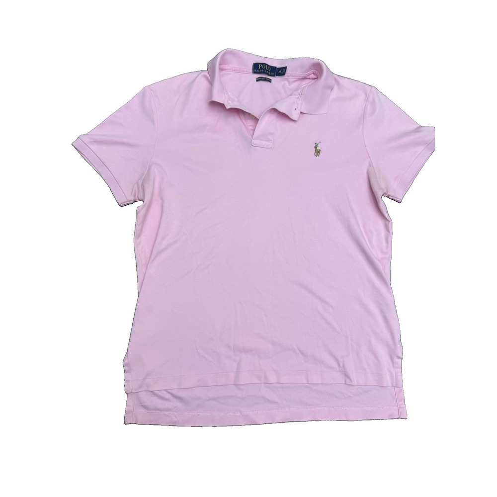 Polo Ralph Lauren Pima Soft Touch Polo Shirt Mens Medium Pink Multicolor Pony